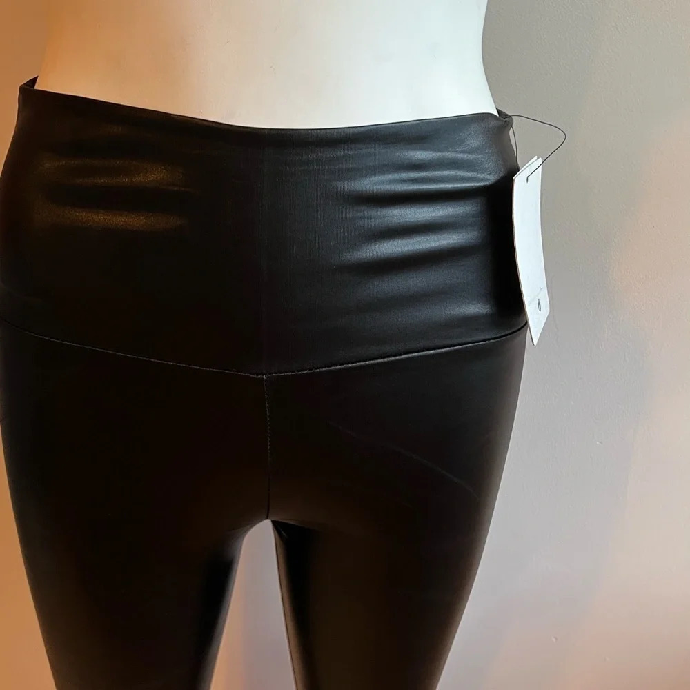 Women’s Black Leggings Faux Leather Stretchy Size S - Picture 3 of 11